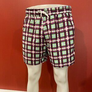 ⭐4 FOR $20⭐ Khaki Surplus Mens Purple Plaid Large Swim Trunks
